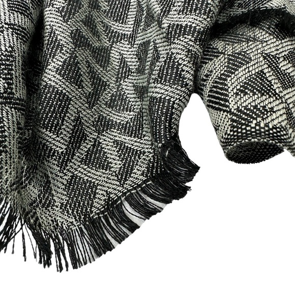Michael Kors Black and White MK Printed Logo Scarf Wrap Shawl - Picture 8 of 13
